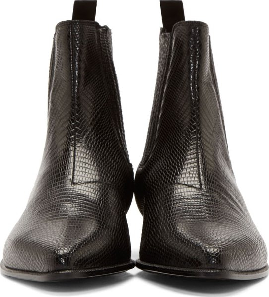 Saint Laurent Black Lizard Skin Winklepicker Boots for Lyst
