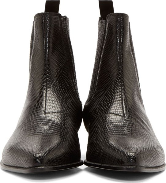 Saint Laurent Black Lizard Skin Winklepicker Boots for Men Lyst