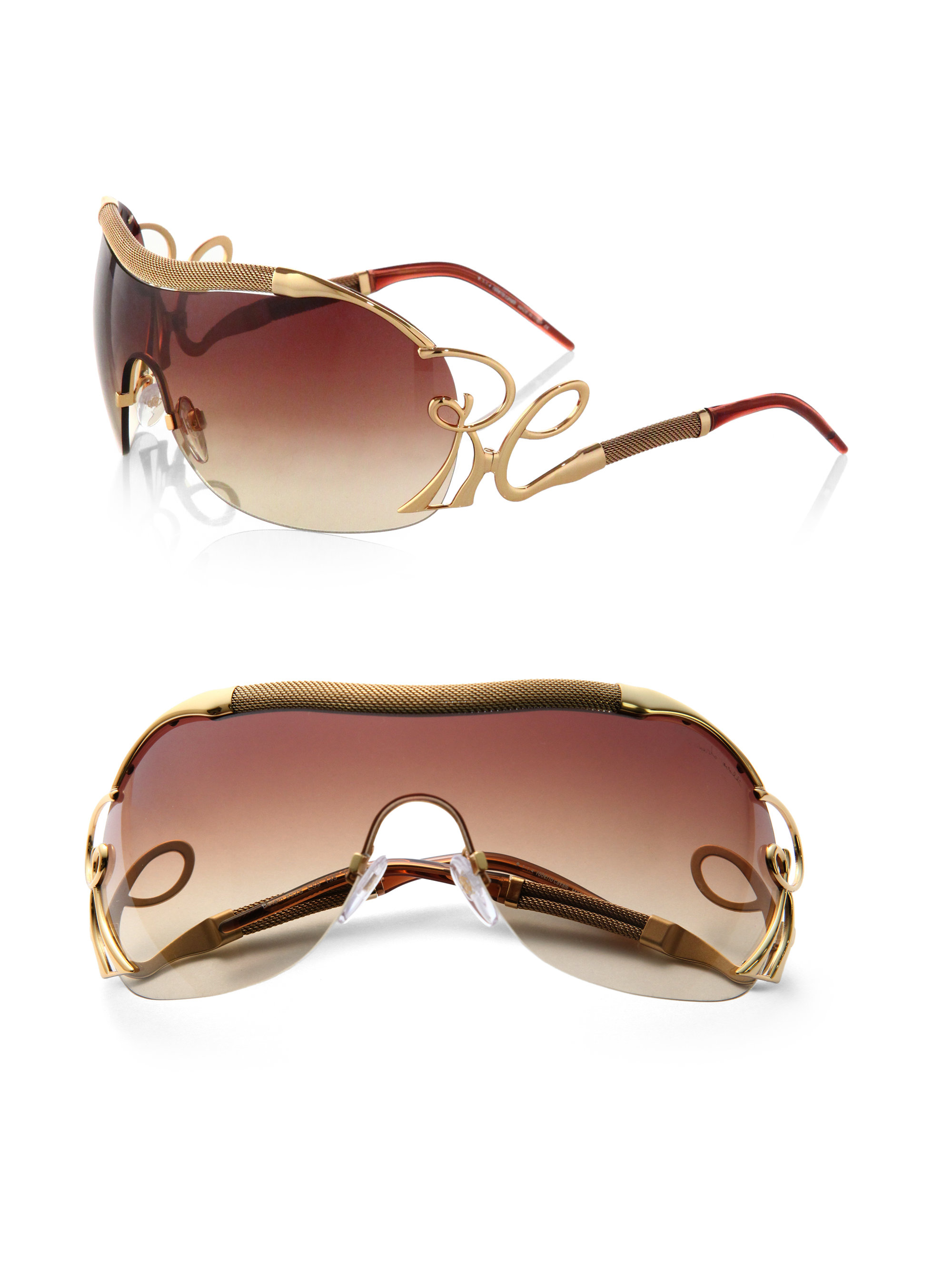 Roberto Cavalli Botein Oversized Shield Sunglasses in Gold (Metallic) - Lyst