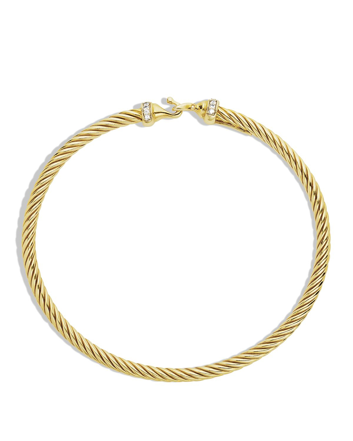 David yurman Cable Buckle Bracelet With Diamonds In Gold in Yellow | Lyst