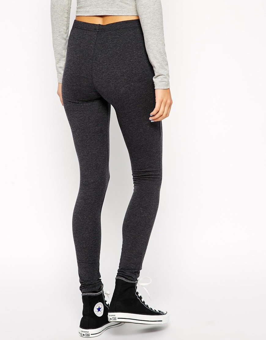 ASOS Tall High Waisted Leggings In Charcoal Marl in Gray - Lyst