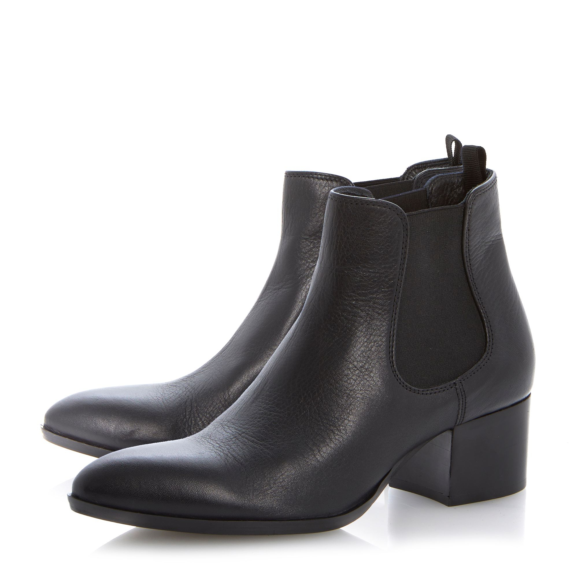 dune flat chelsea boots in black leather