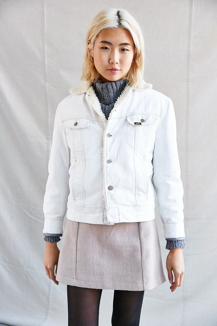 white sherpa trucker jacket