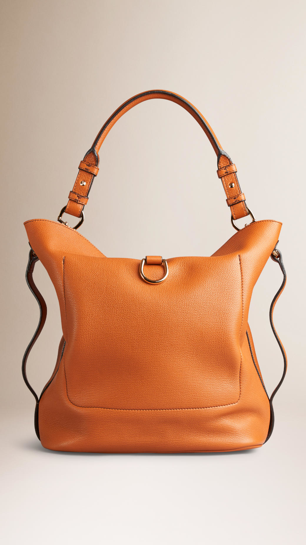 Burberry Medium Buckle Detail Leather Hobo Bag in Cognac (Brown) | Lyst