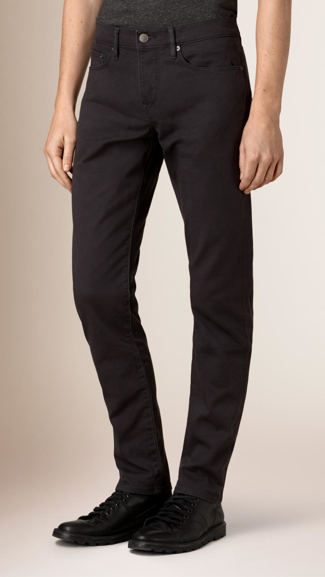Burberry Straight Fit Dyed Jeans in Gray for Men (charcoal) | Lyst
