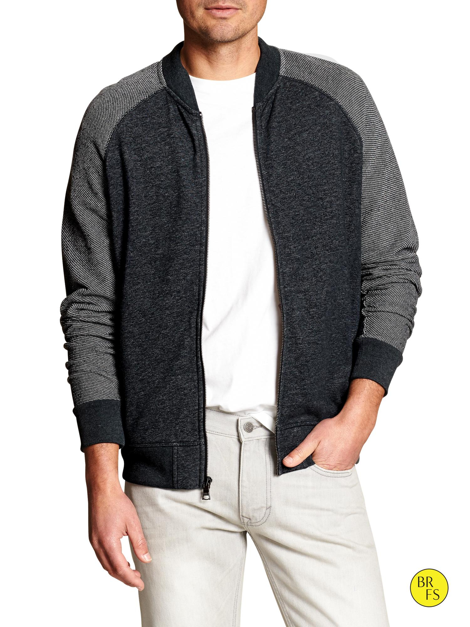 Banana Republic Factory Knit Baseball Jacket in Blue for Men (Basic