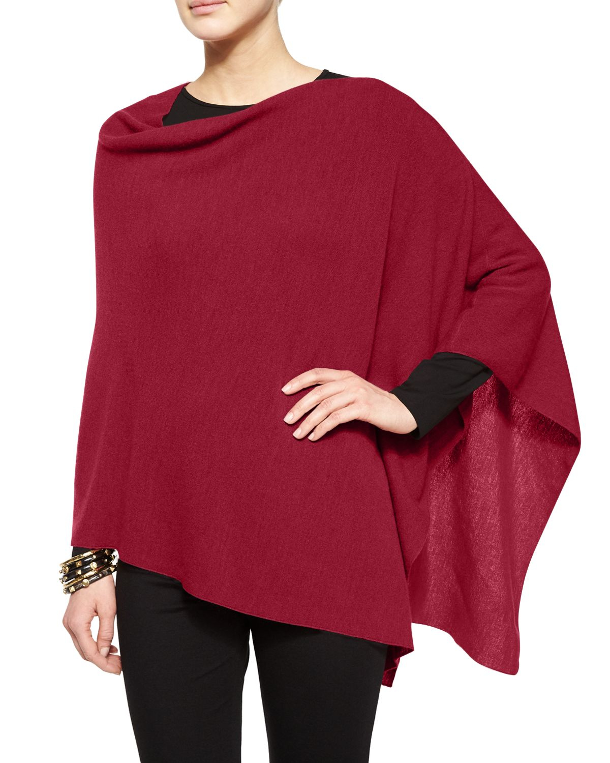 Lyst - Eileen Fisher Merino Wool Links Poncho in Red