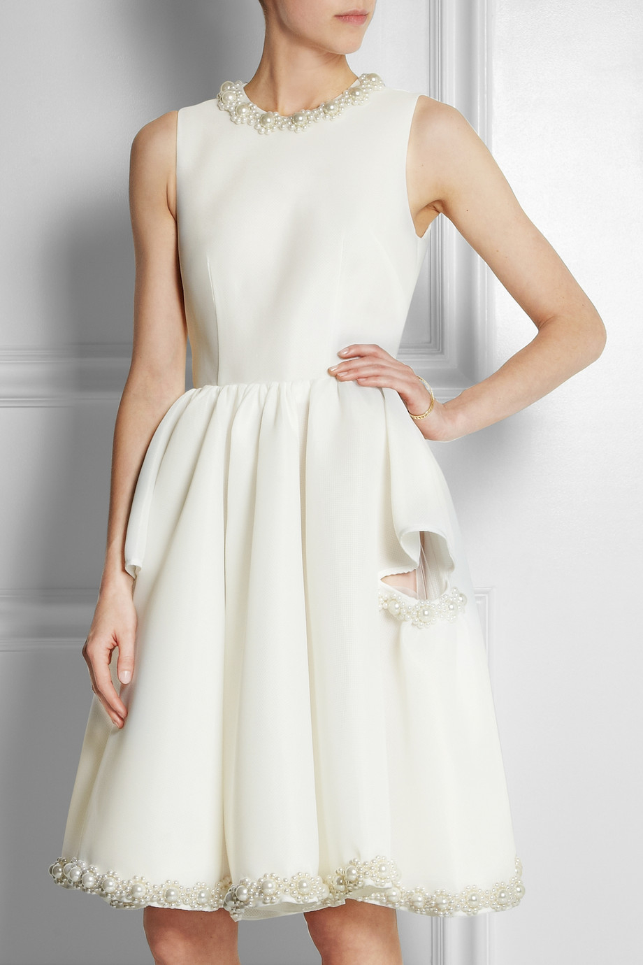 simone stripe pleated mesh dress
