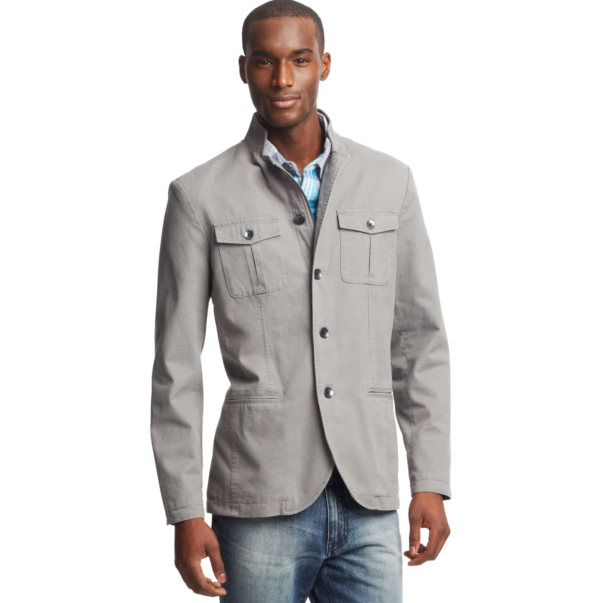 Deliberate evolution Artificial Kenneth Cole Reaction Military Blazer in Gray for Men | Lyst