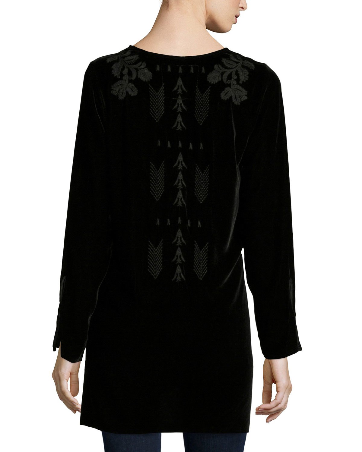 Johnny Was Holland Embroidered Velvet Tunic in Black - Lyst