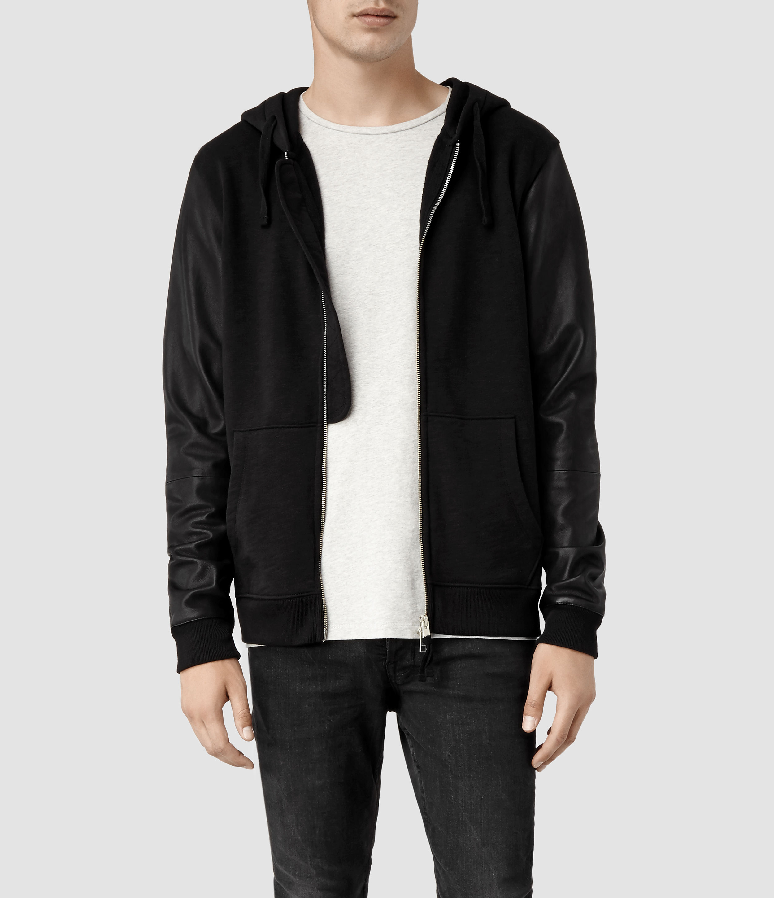 AllSaints Lycan Zip Hoody in Black for Men Lyst