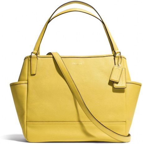 coach baby bag tote in saffiano leather in yellow light gold saffron lyst coach baby bag tote in saffiano leather in yellow light gold saffron lyst