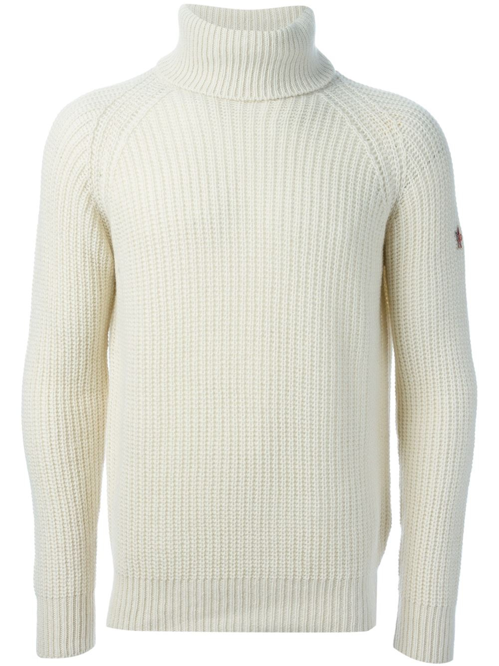 3 MONCLER GRENOBLE Chunky Knit Turtle Neck Sweater in White for 