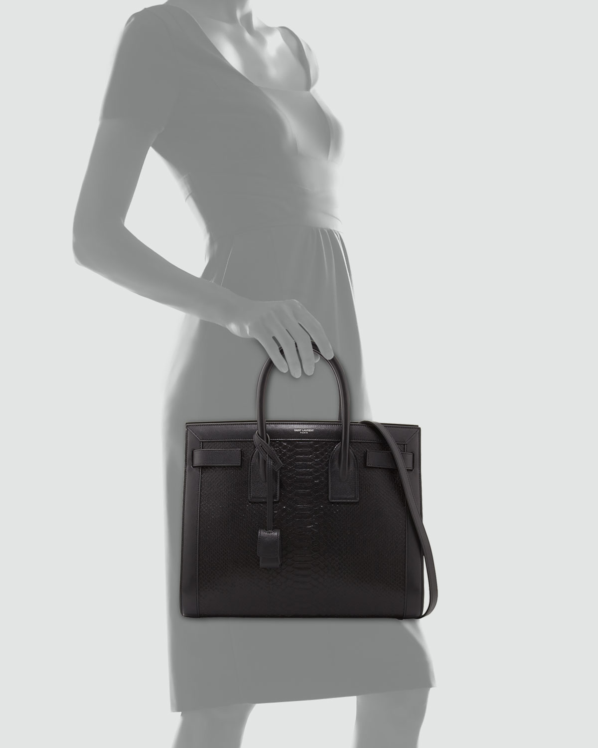 Saint laurent Sac De Jour Small Python Tote in Black | Lyst