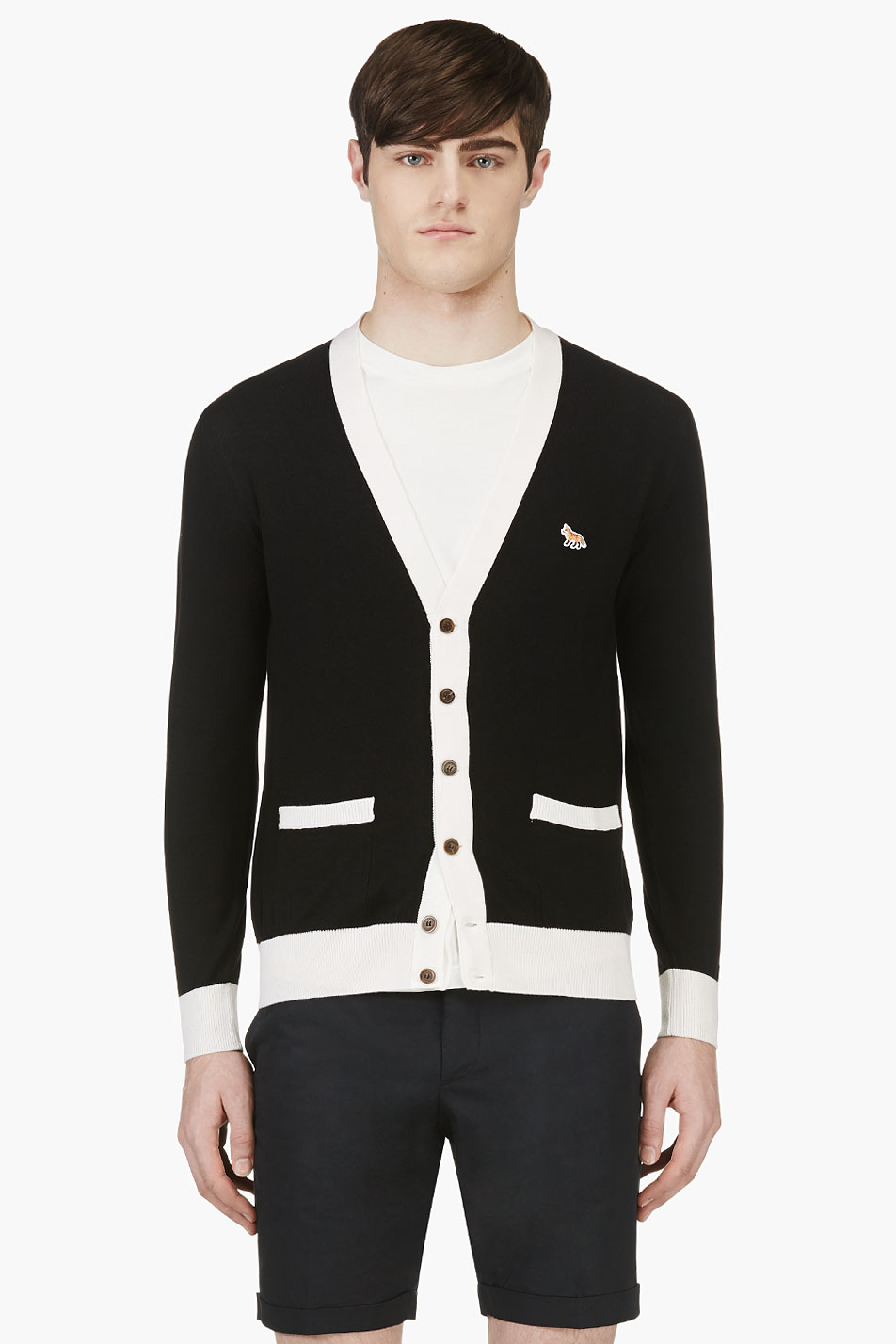 black and cream cardigan