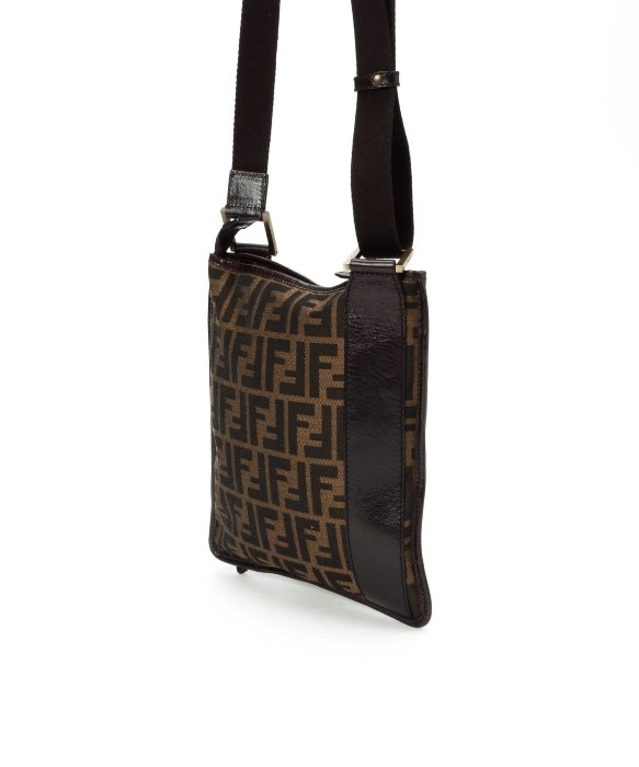 Fendi Preowned Brown Zucca Canvas Shoulder Bag in Black | Lyst