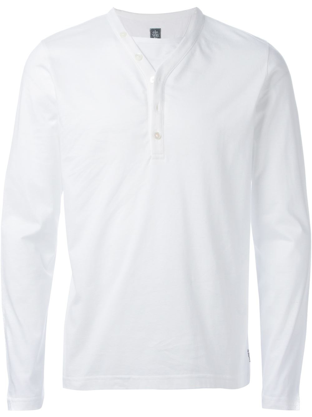 Eleventy Long Sleeve Henley T-Shirt in White for Men | Lyst