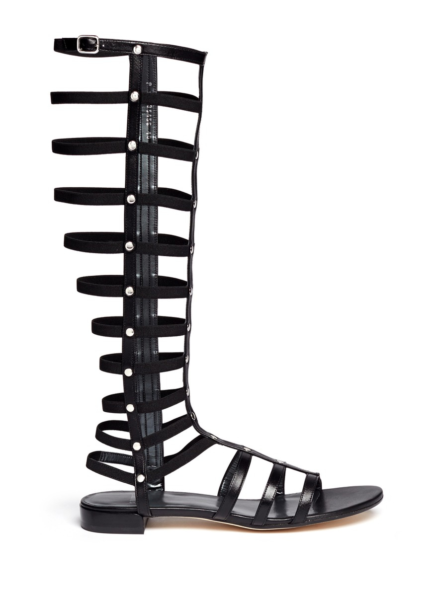 Lyst - Stuart Weitzman 'gladiator' Elastic Band Flat Leather Sandals in ...