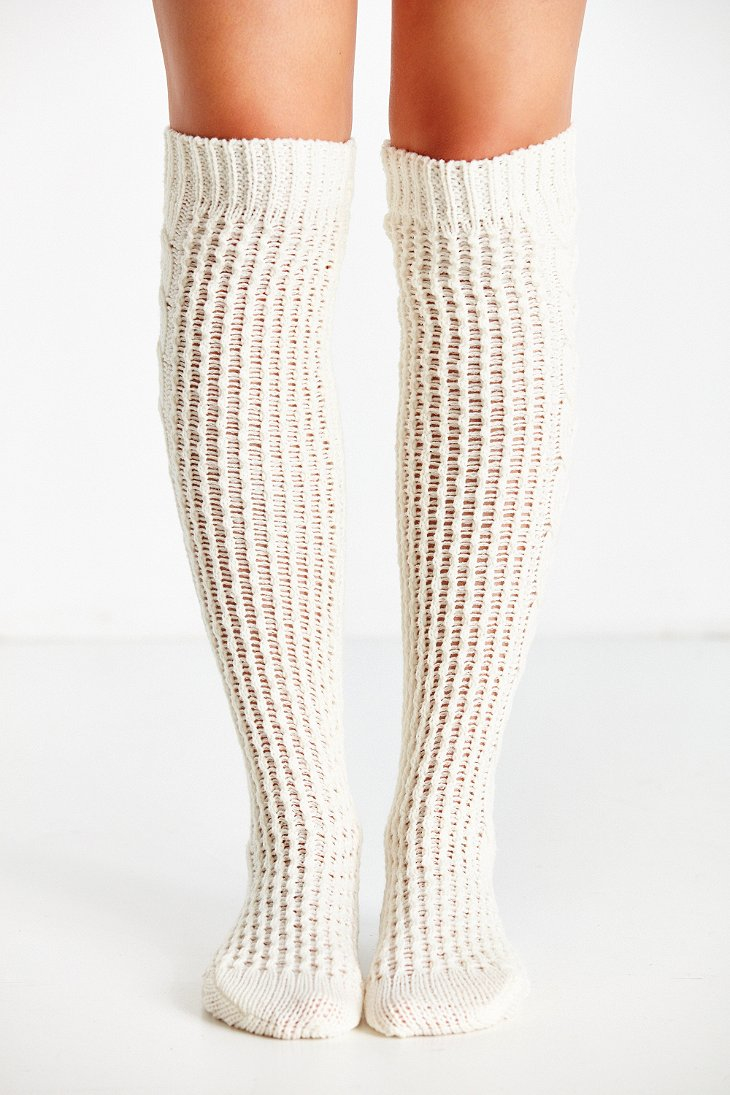 Lyst Urban Outfitters Oversized Cable Chunky Overtheknee Sock in Natural