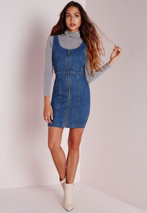 Denim Pinafore Dress Missguided Dungaree Dress Fitted Denim