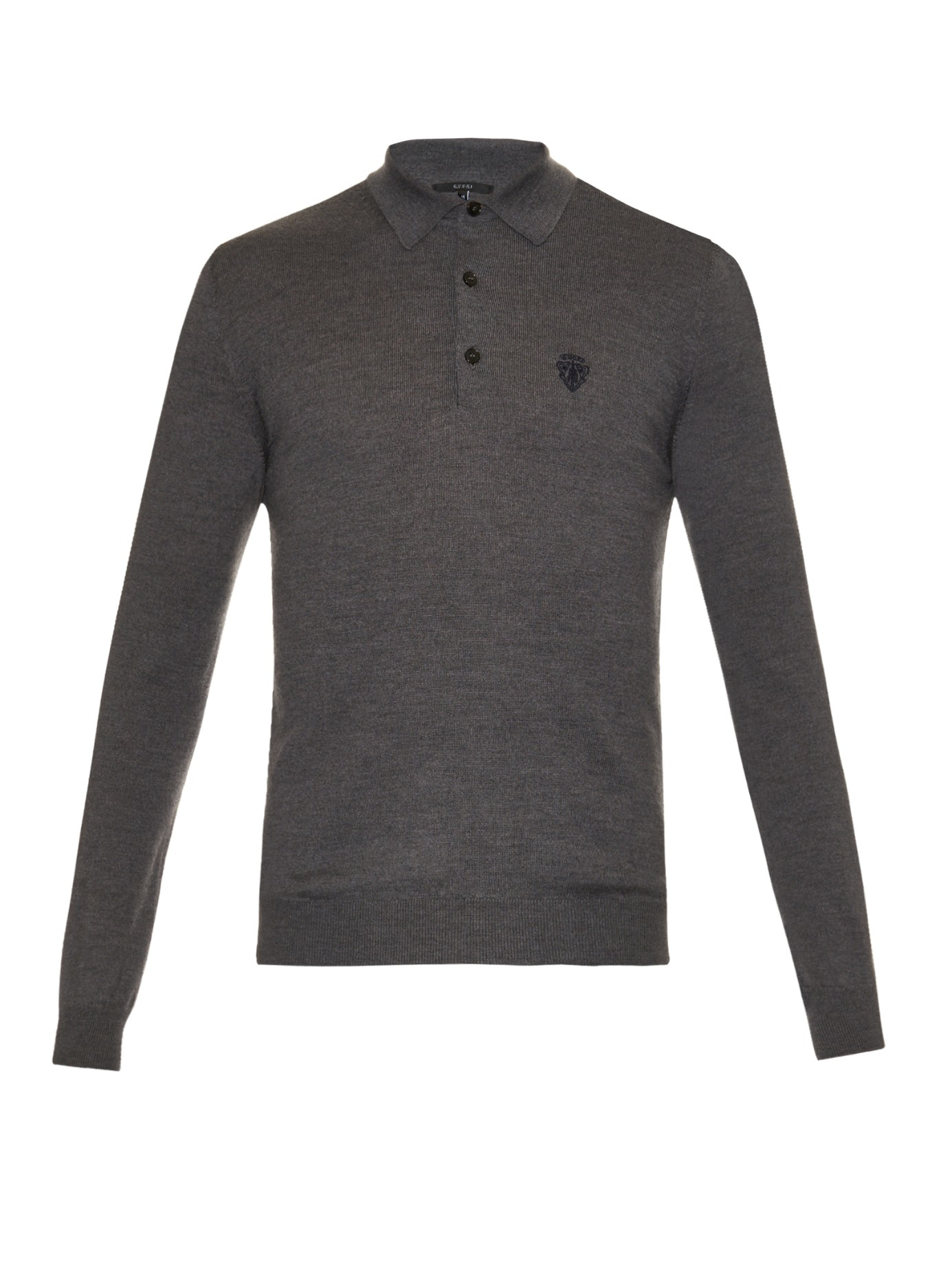 Gucci Long-Sleeved Wool Polo Shirt in Light (Gray) for Men - Lyst