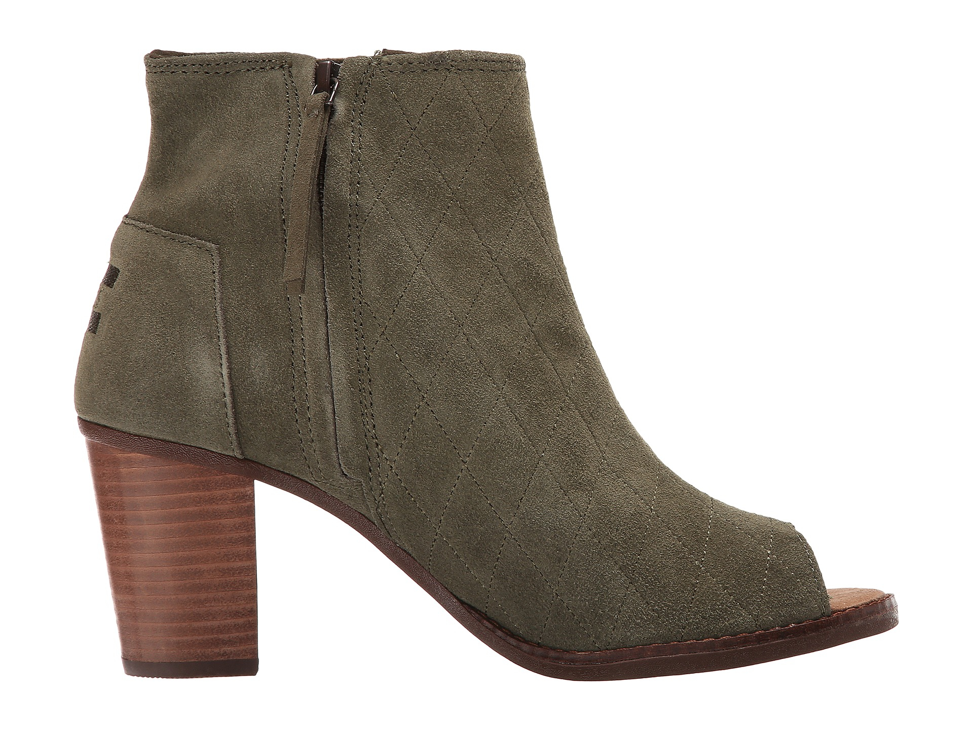 TOMS Suede Majorca Peep Toe Bootie in Green - Lyst