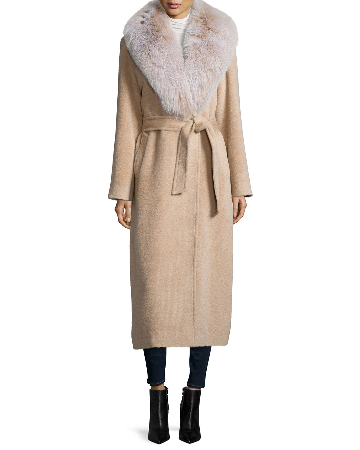 wrap coat with fur