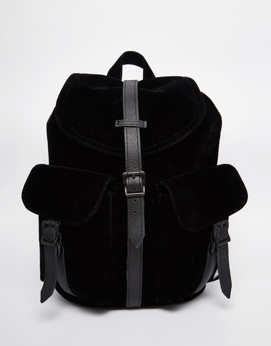Herschel Supply Co. Dawson Micro Velvet Backpack With Leather Trim in Black  - Lyst