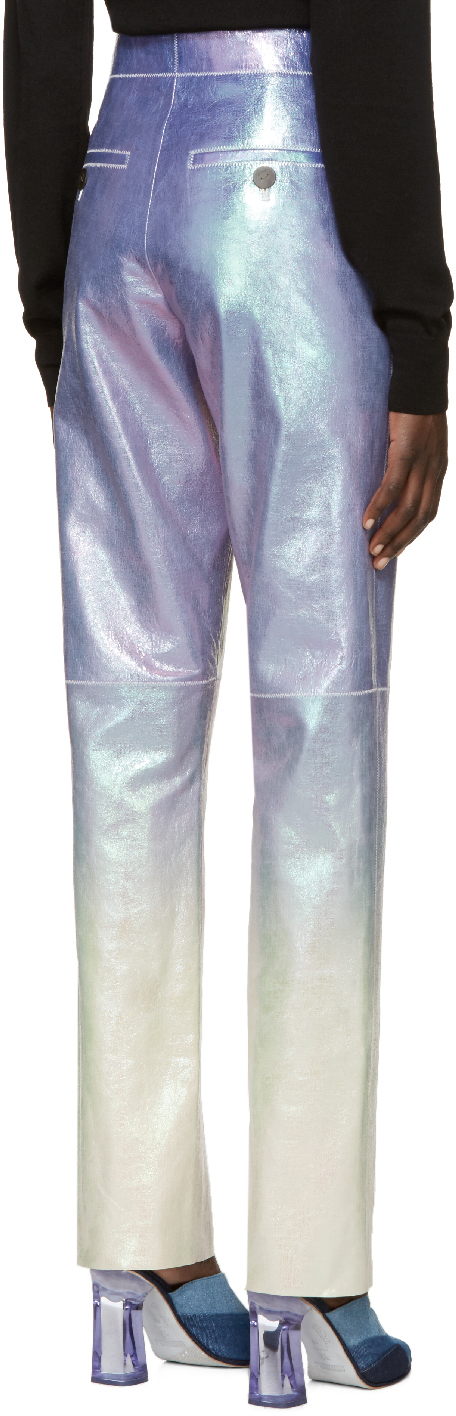 Loewe Purple Iridescent Leather Trousers, $3,730 | SSENSE | Lookastic
