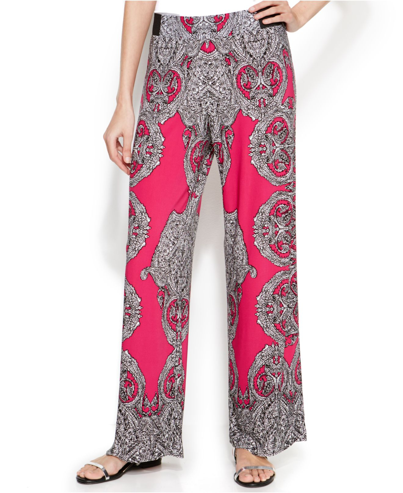 Lyst - Inc International Concepts Paisley-Print Wide-Leg Soft Pants in Pink