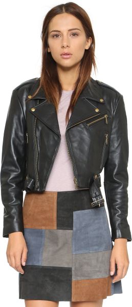 Rebecca minkoff Harpur Leather Moto Jacket - Black in Black