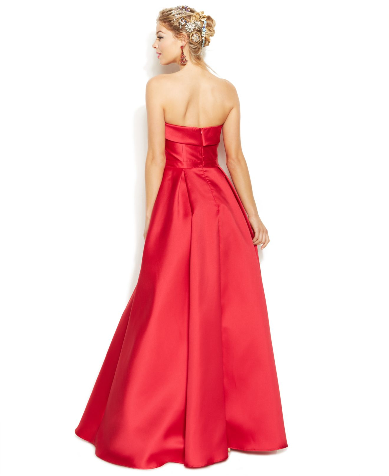 Xscape Red Strapless Dress