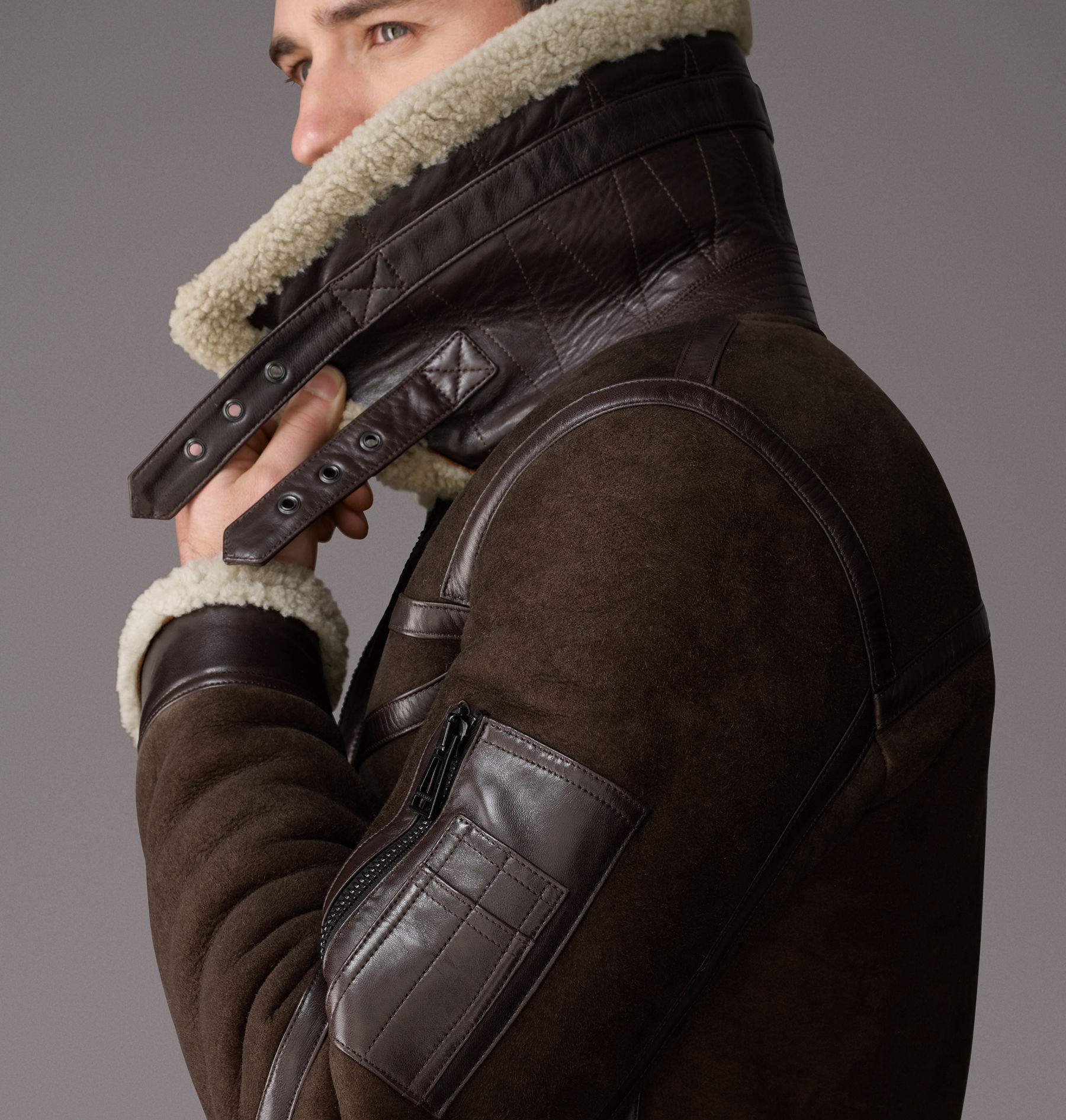 belstaff shearling coat