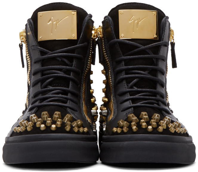 mens studded high top sneakers