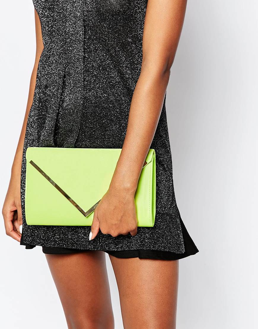 Leghila Neoprene Clutch Bag Wristlet Wallet Neon Green Designer Small | eBay