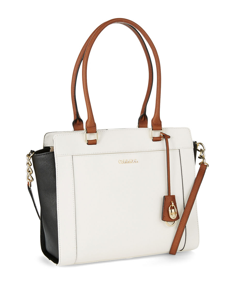 Calvin Klein Leather Tote Bag in White | Lyst