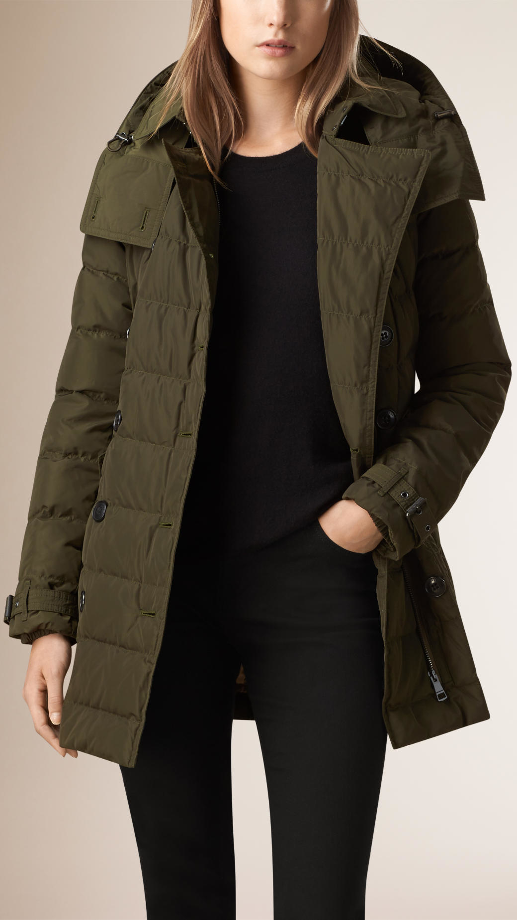 Lyst - Burberry Down-filled Puffer Coat With Detachable Hood in Green