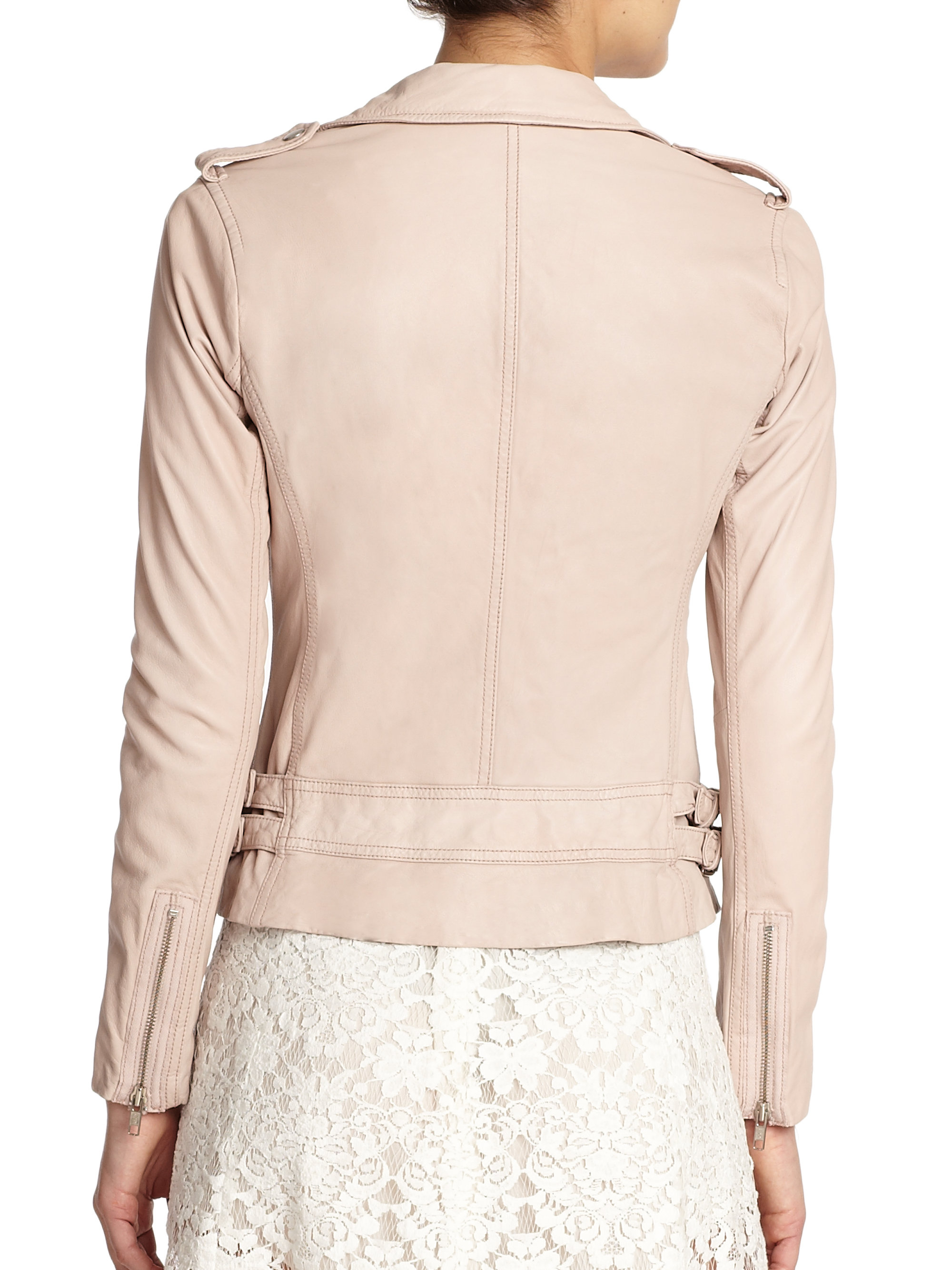 Rebecca Taylor Natural Washed Leather Moto Jacket