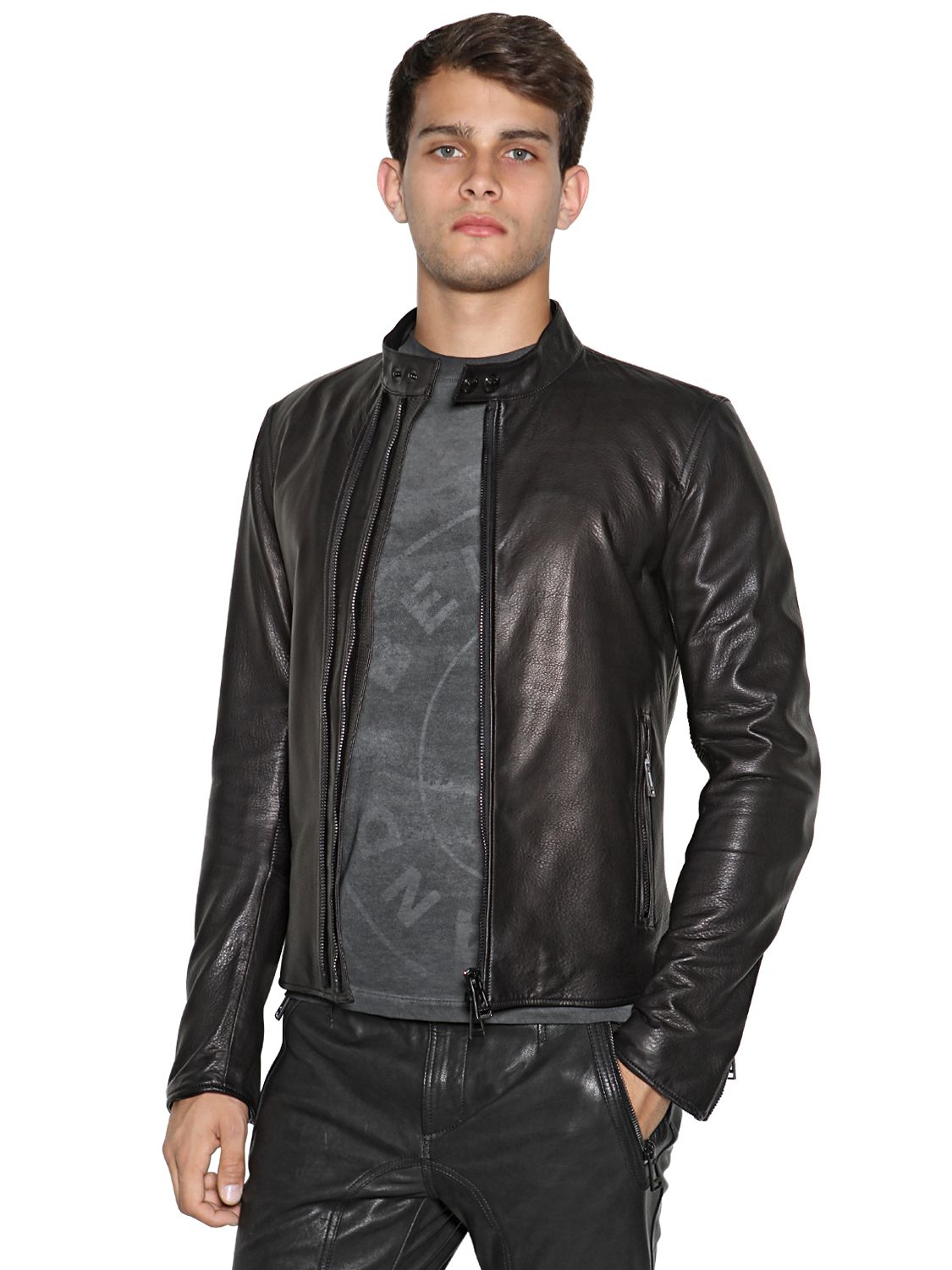 Belstaff Black Holbrook Leather Moto Jacket For Men
