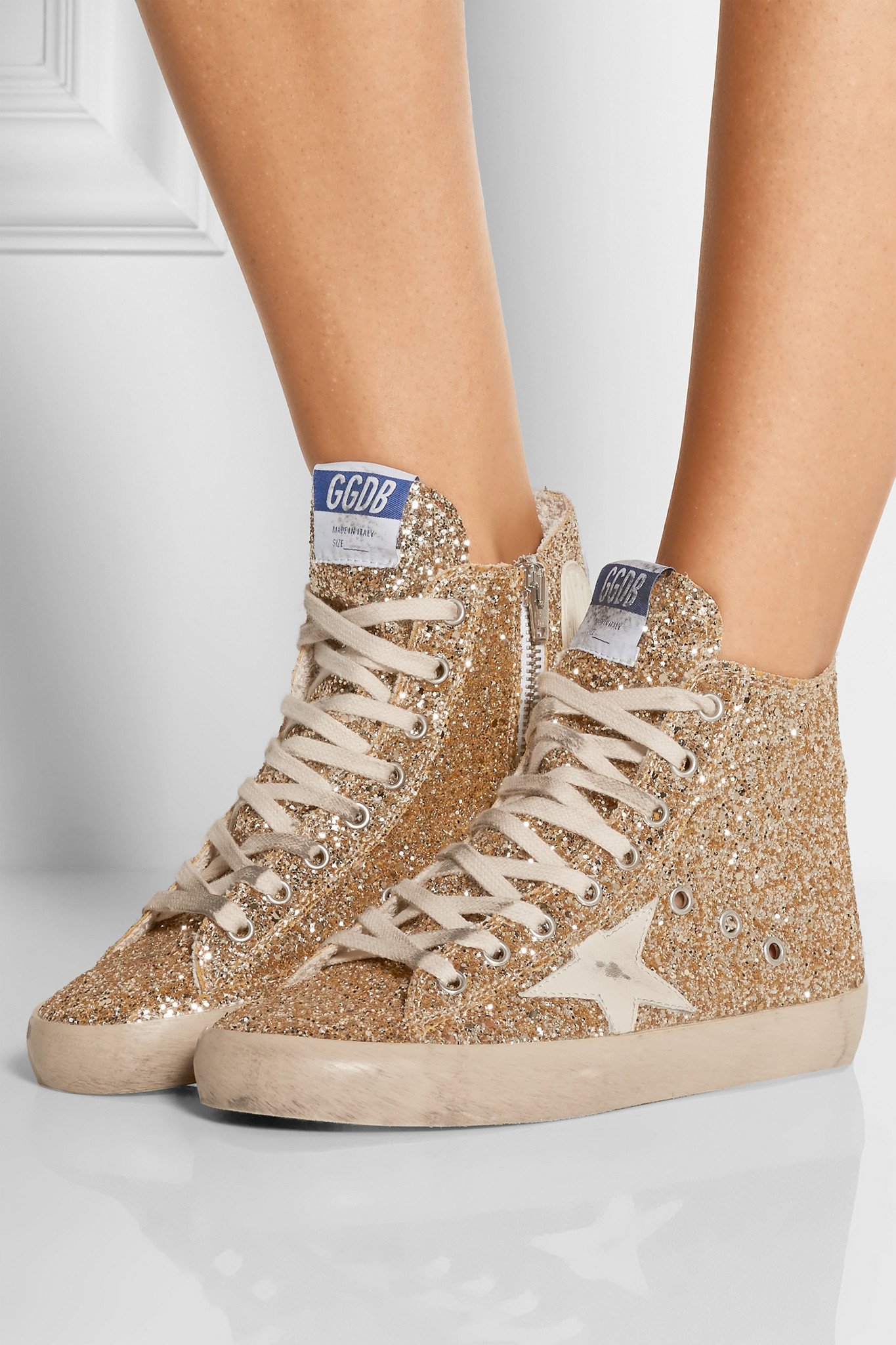 Golden Goose Deluxe Brand Francy Glittered Leather High-top Sneakers in ...