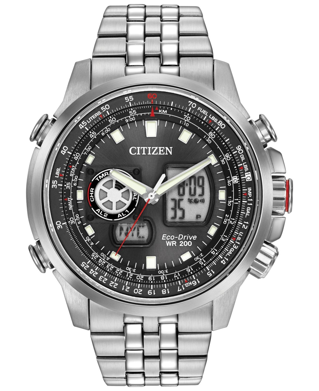 analog digital watch stainless steel
