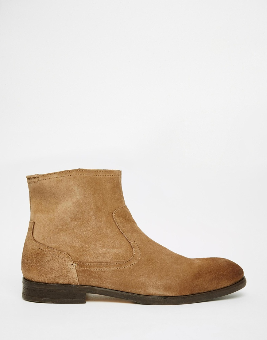 H by Hudson Plant Suede Zip Boots in Natural for Men | Lyst