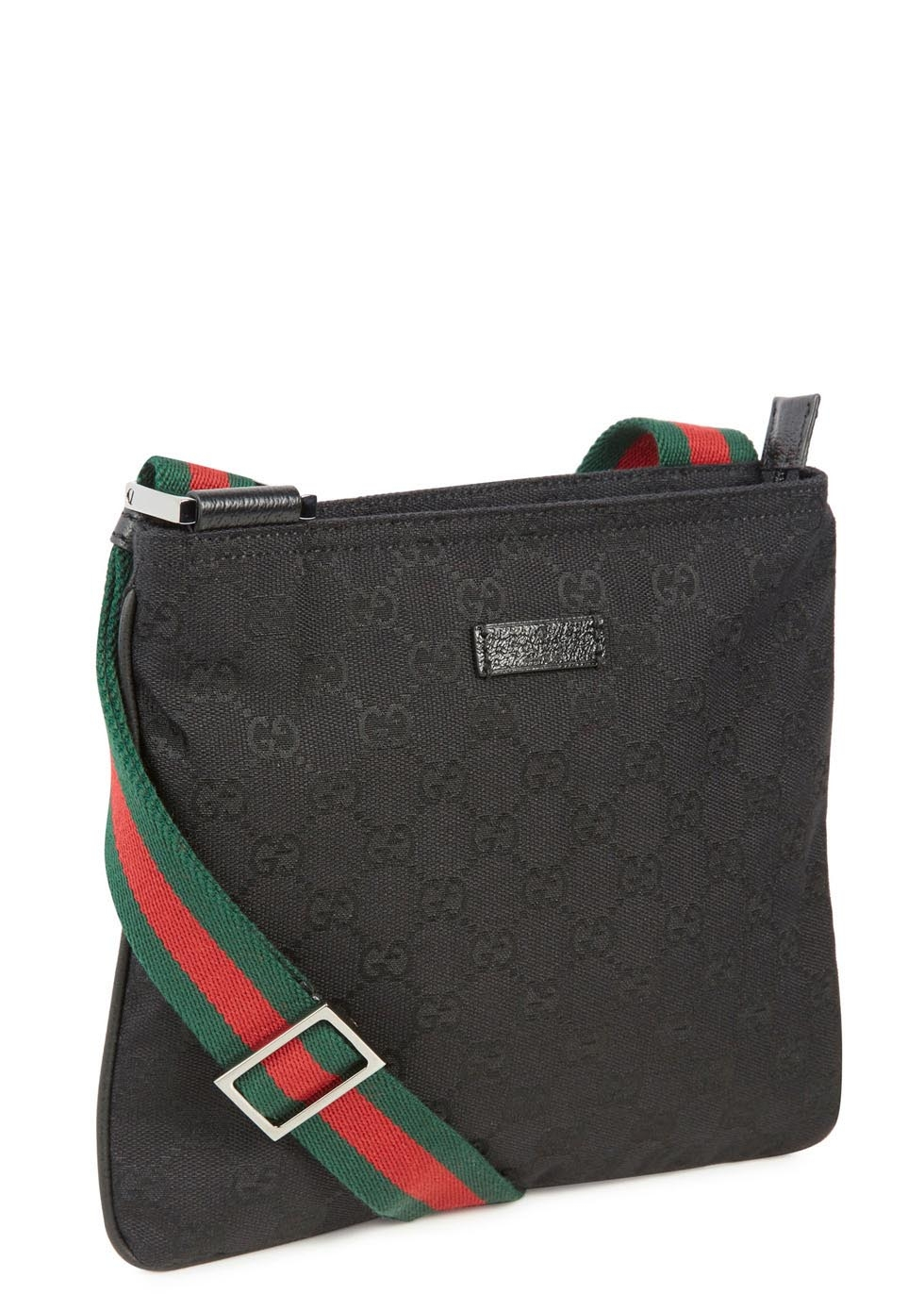 Gucci Black Monogrammed Leather And Canvas Messenger Bag for Men - Lyst