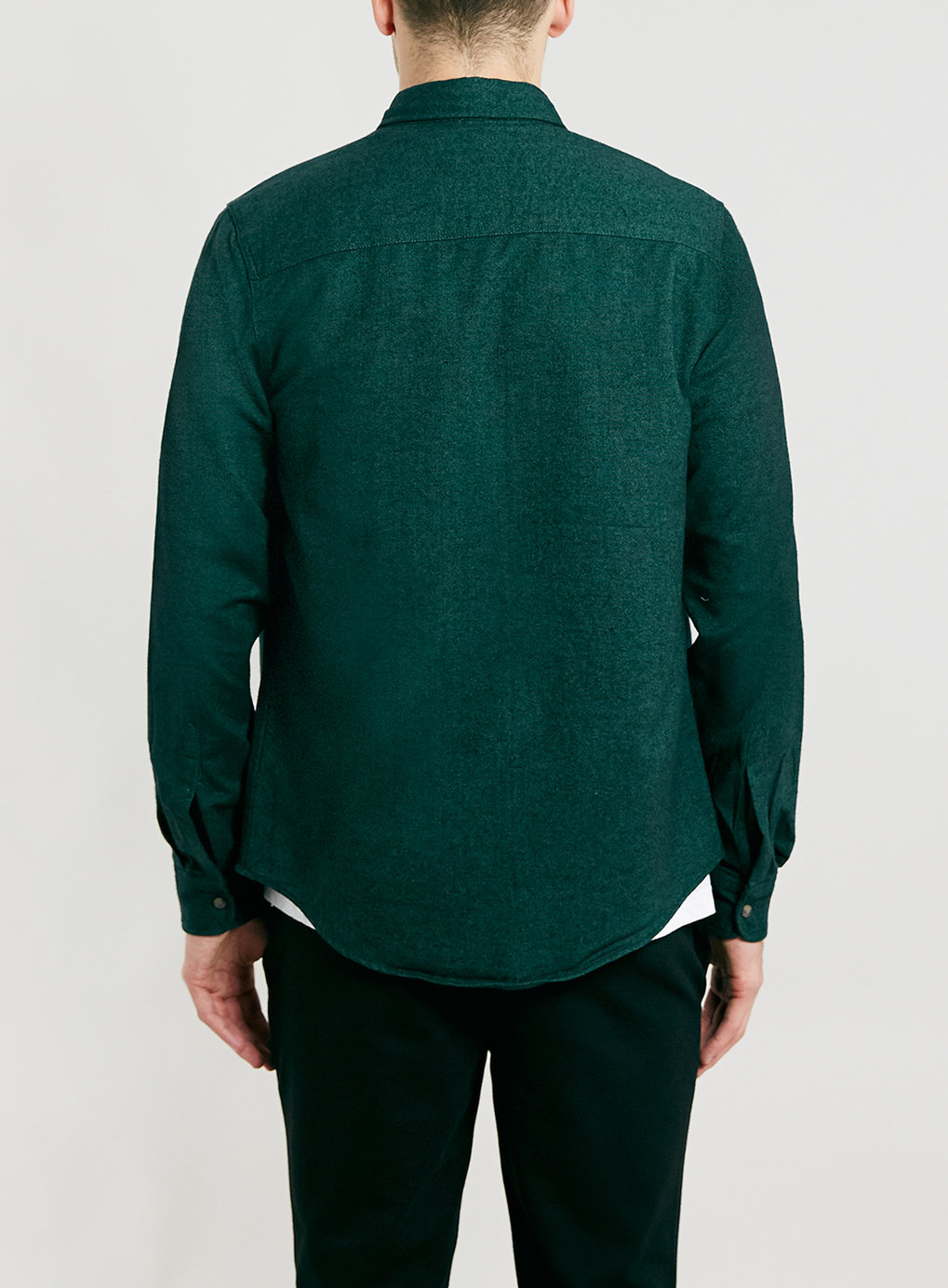 Topman Dark Green Brushed Oxford Long Sleeve Shirt in Green for Men | Lyst