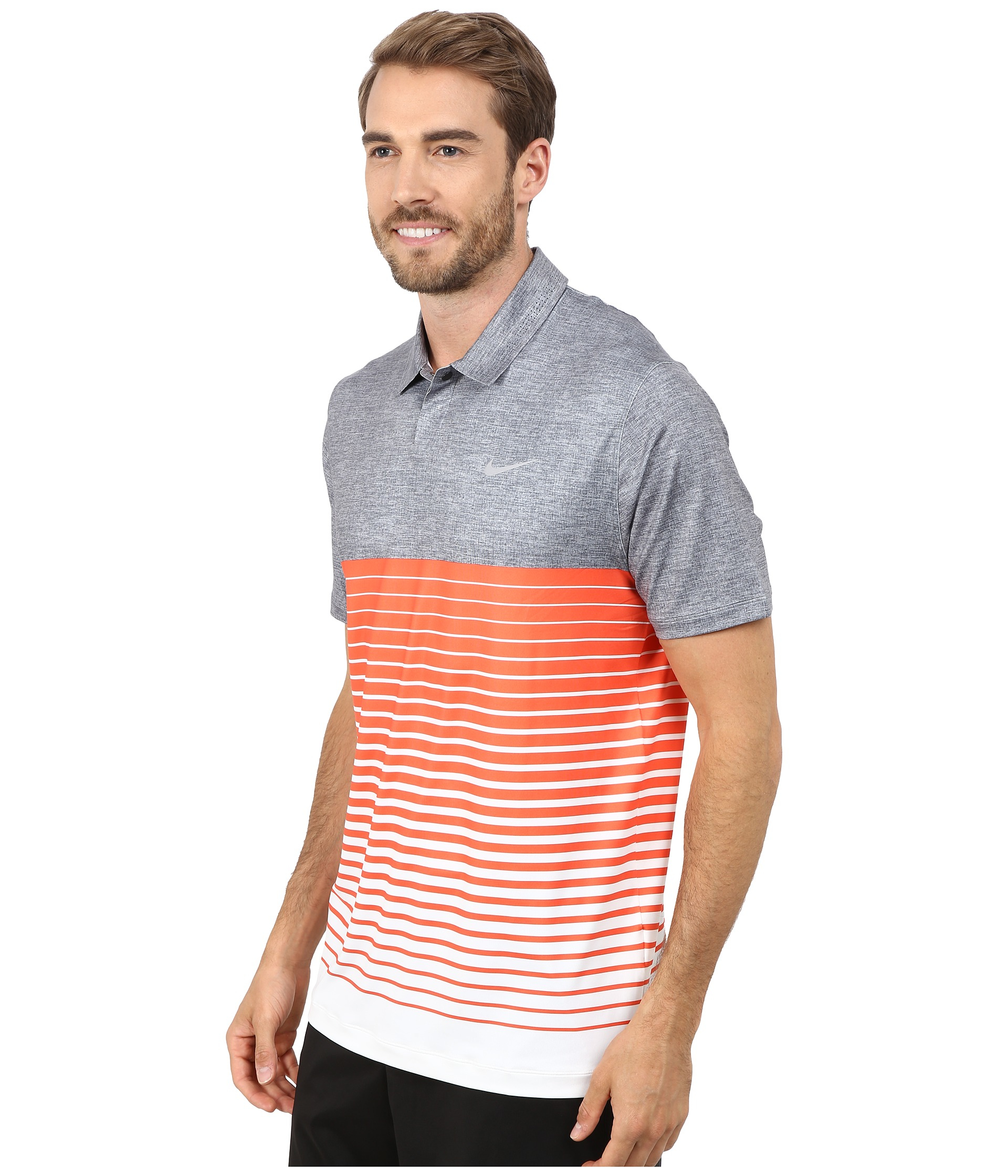 Nike Bold Stripe Polo in Gray for Men - Lyst