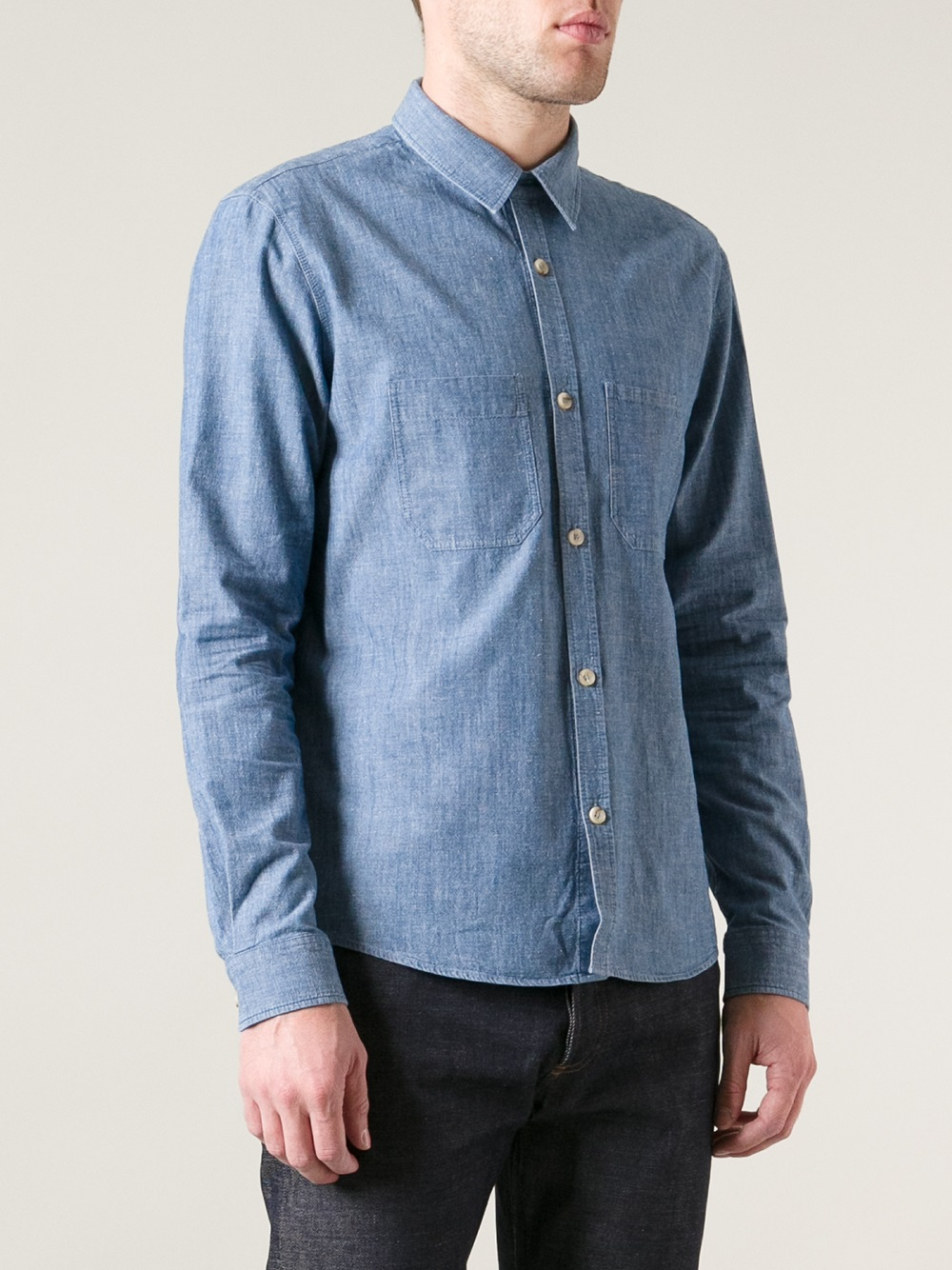 A.P.C. Chambray Work Shirt in Blue for Men - Lyst