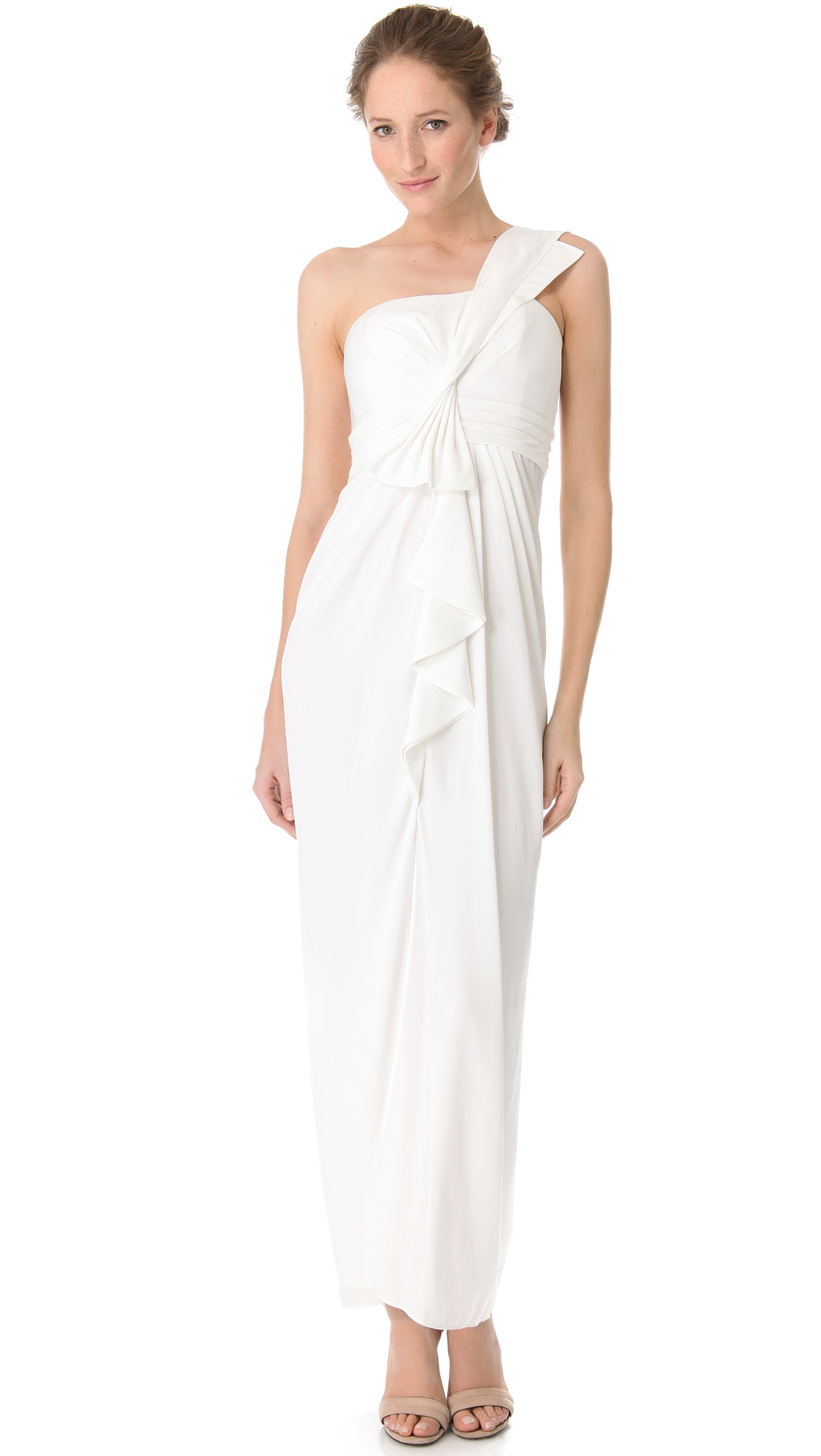 bcbg white one shoulder dress