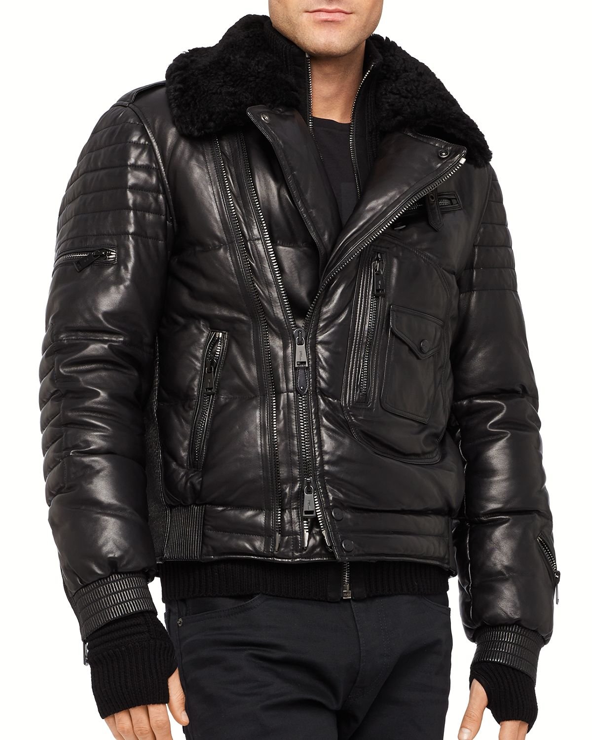 Ralph Lauren Black Label Leather Down Flight Jacket for Men | Lyst