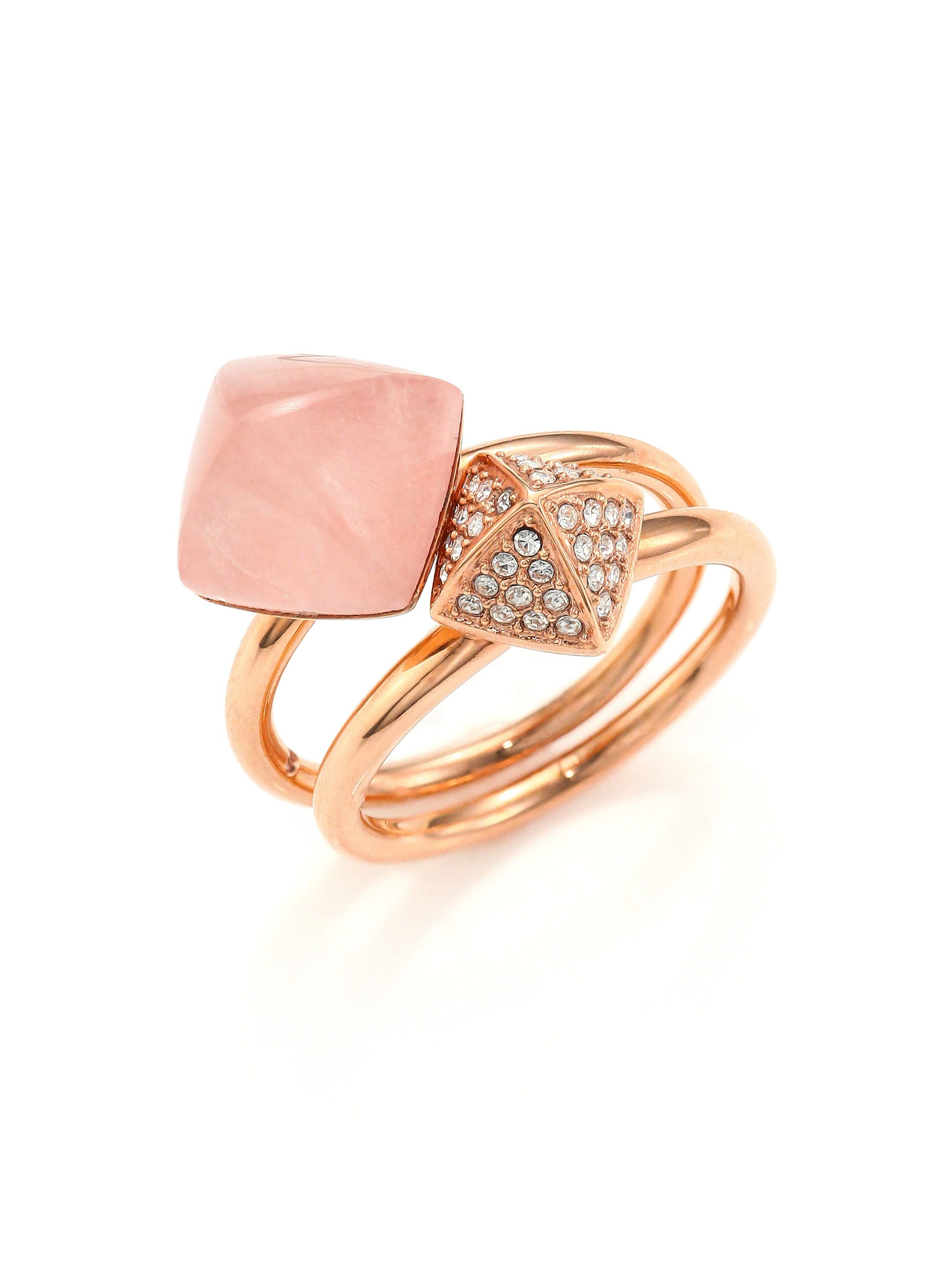 Michael Kors Rose Pyramid Ring Set in Rose Gold (Pink) - Lyst