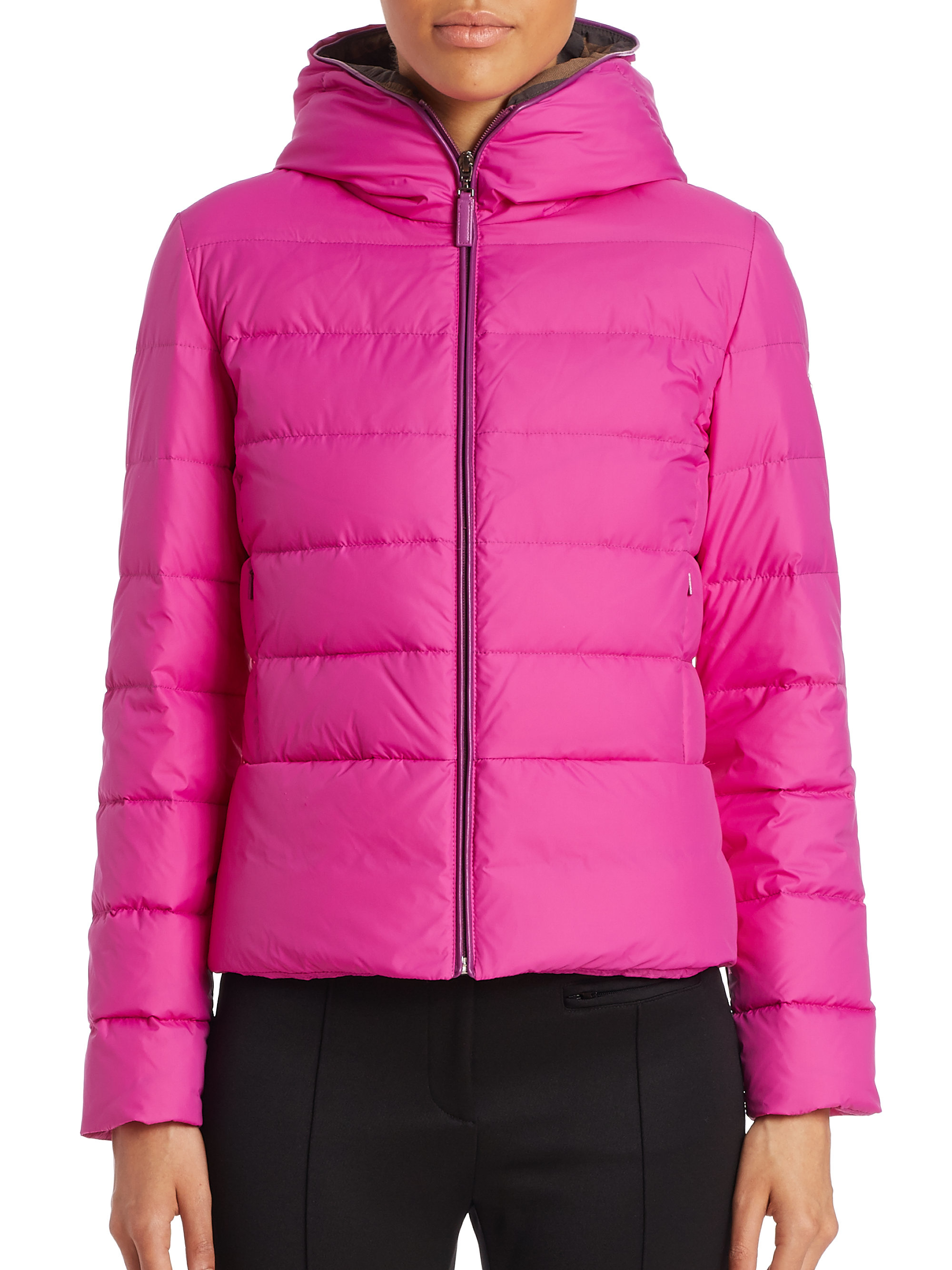 Fendi Synthetic Pequin Puffer Jacket in Pink - Lyst